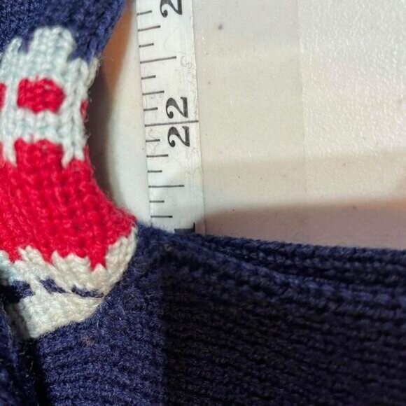 Vintage 60s Obermeyer Women's Wool Long Sleeve Pullover Sweater Navy Red Medium - Picture 5 of 6